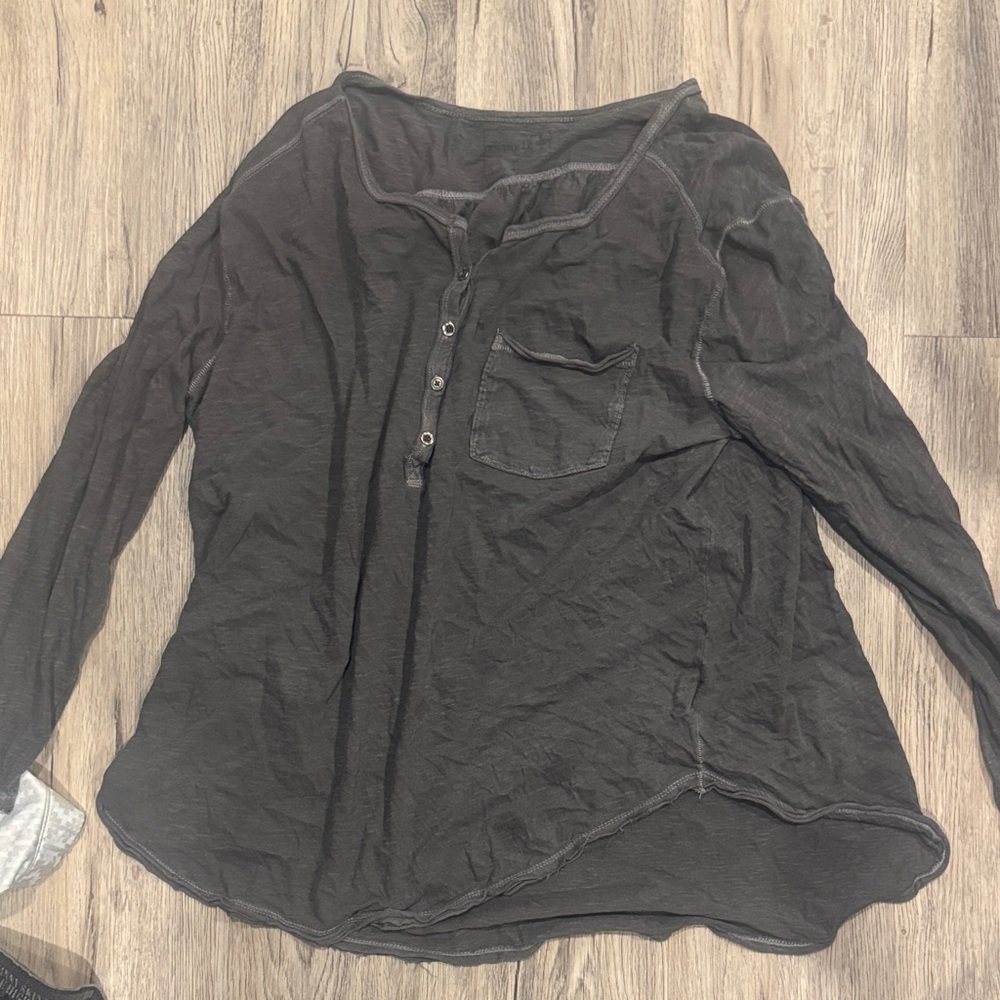 Dark Gray Long Sleeve Henley Shirt